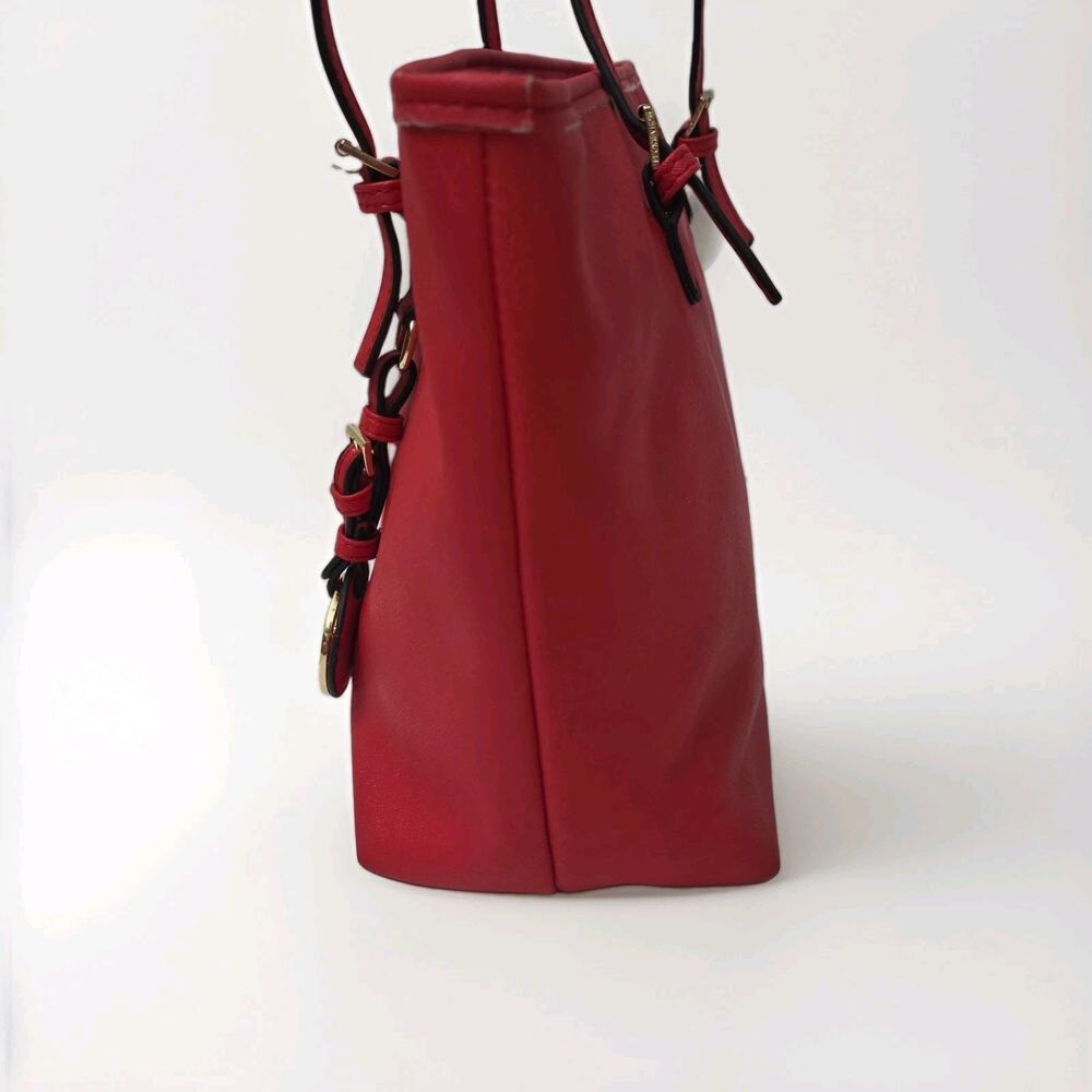 Michael Kors Large Red Signature Tote Shoulder Bag Jet Set Purse - Picture 4 of 12
